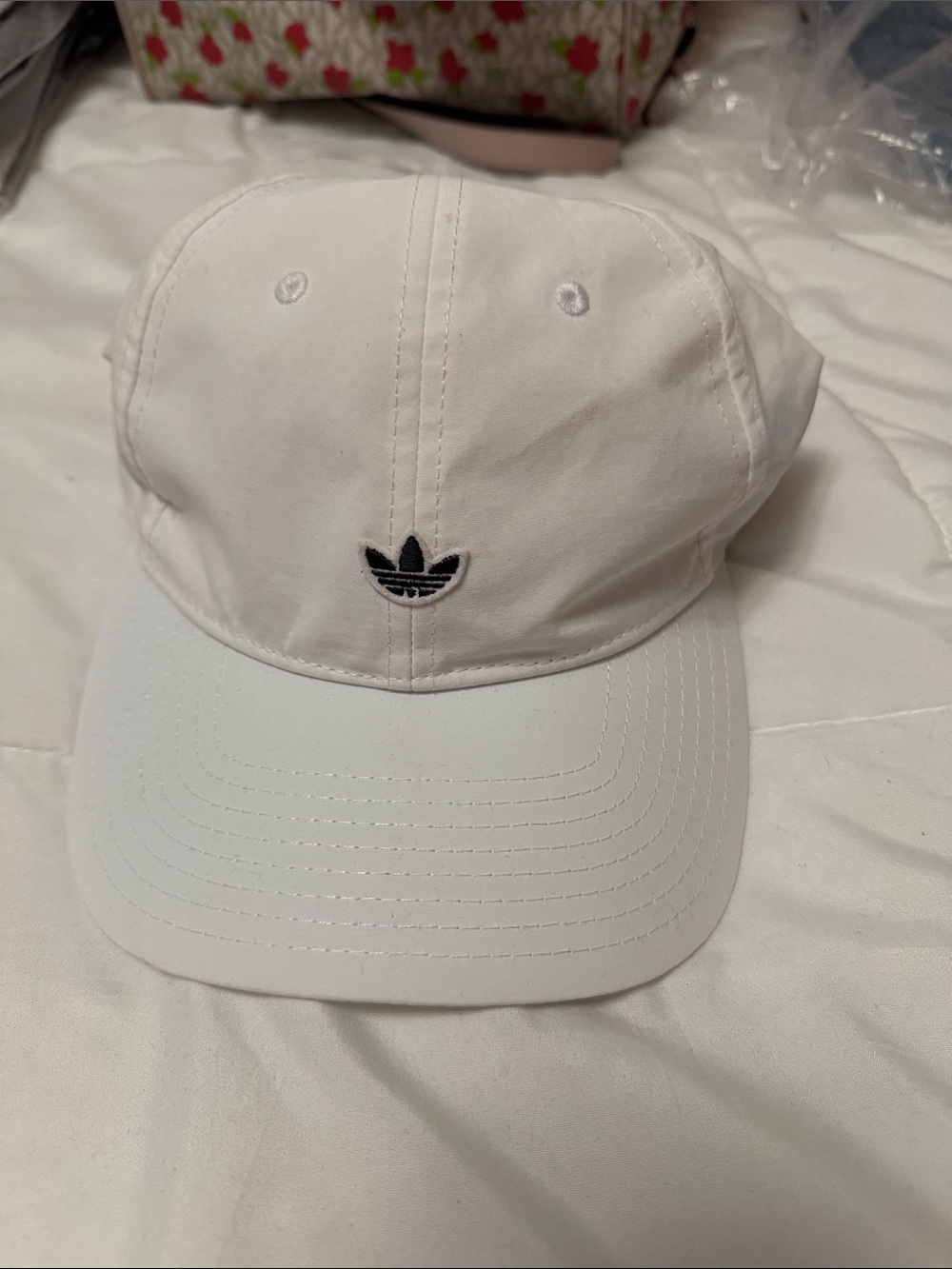 adidas White Baseball Cap with Black Trefoil